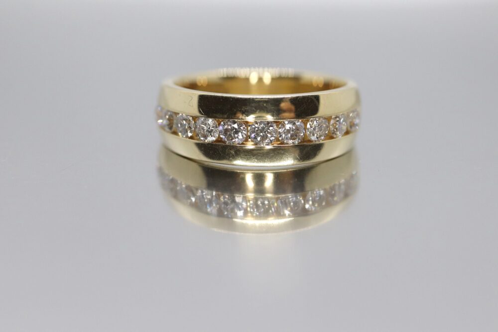 14K Channel Diamond Wedding Eternity Band. Mens Diamond Channel Ring 1.0 Ctw. Comfort Fit