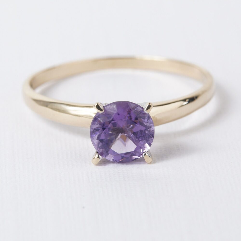 Engagement Solitaire Alternative Amethyst Ring | 6mm| 10K Yellow Gold Size 7.25