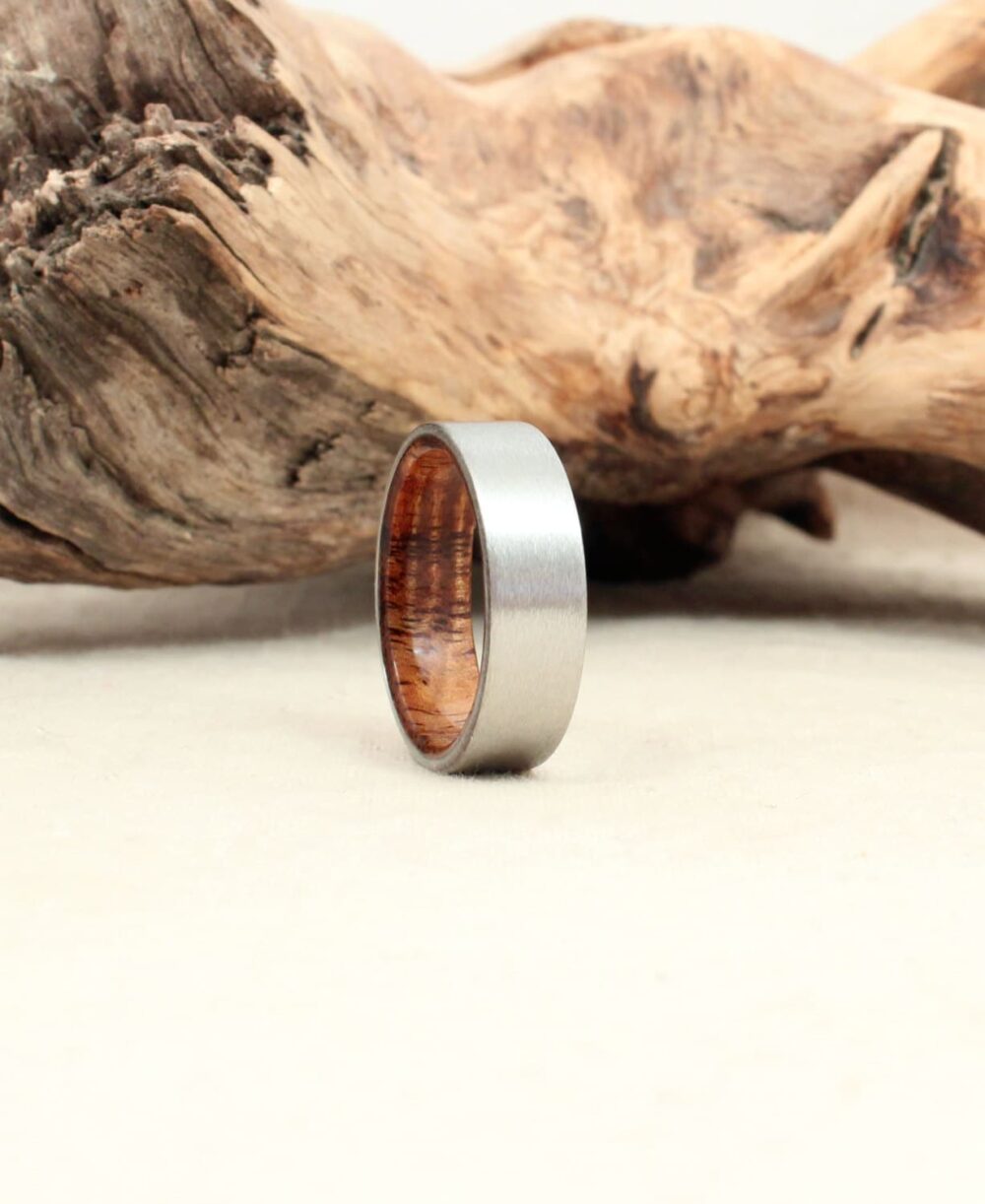 Cobalt Wooden Ring Lined With Exhibition Grade Koa