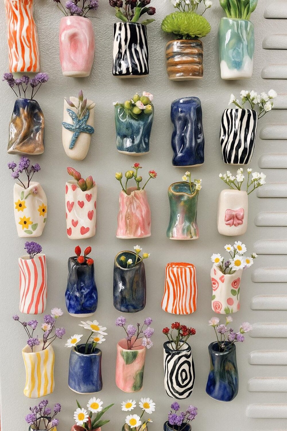 Rustic Ceramic Bud Vase Fridge Magnet Minis, Unique Pottery Gifts, 4-5 cm Height