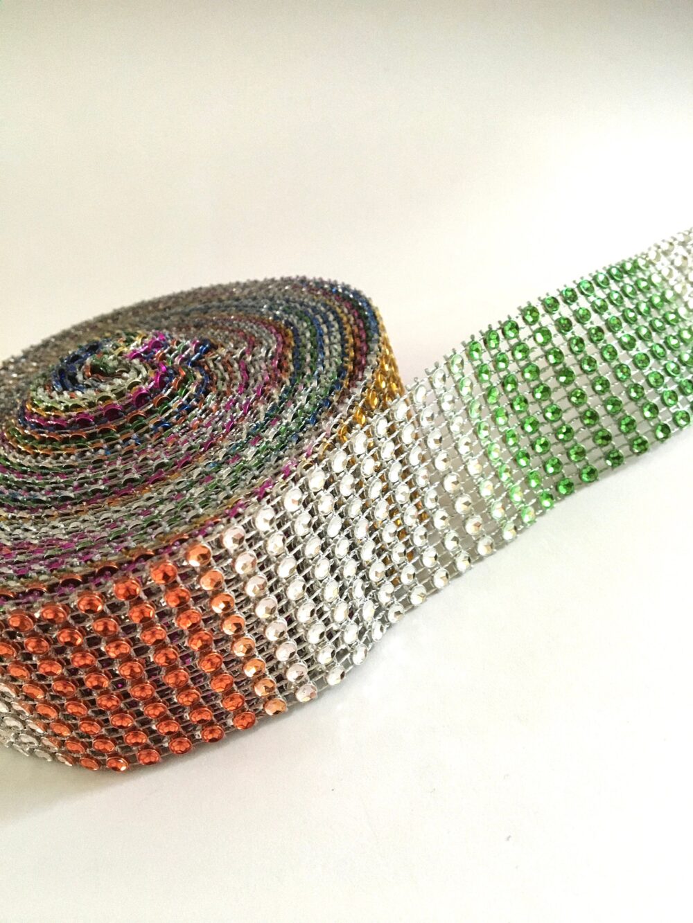 Rainbow Mesh Ribbon, Rhinestone Ribbon, Jewel Ribbon, Mesh By The Yard, Wedding Mesh, Wedding Cake Mesh, Scrapbooking Mesh, Rhinestone Mesh, 73