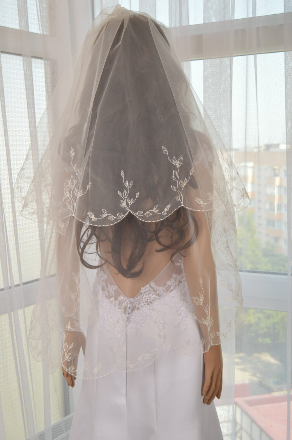 Veil in 2 Layer, Wedding Veil, Embroidered Veil, Bridal Veil, Fingertip, Elbow, Cathedral, Chapel, Waltz Length Bridal Veil
