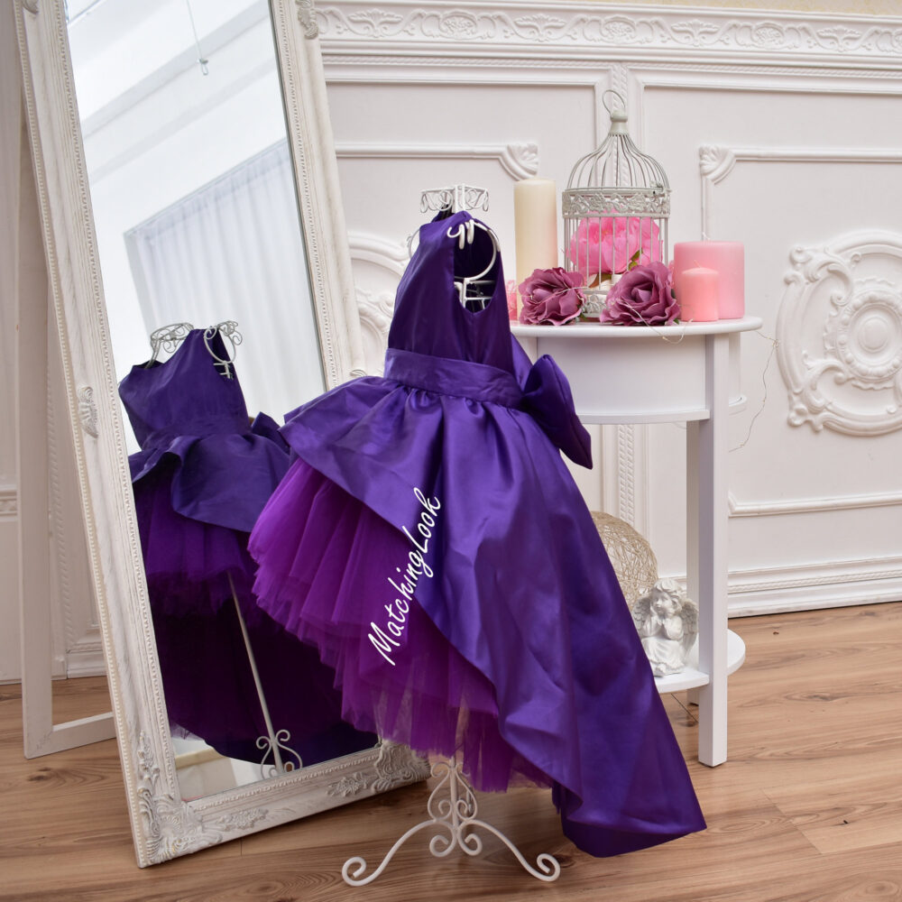 Purple 1st Birthday Outfit Girl, Flower Girl Dress, Tutu Dress With Train, Party Wedding Dresses, Baby