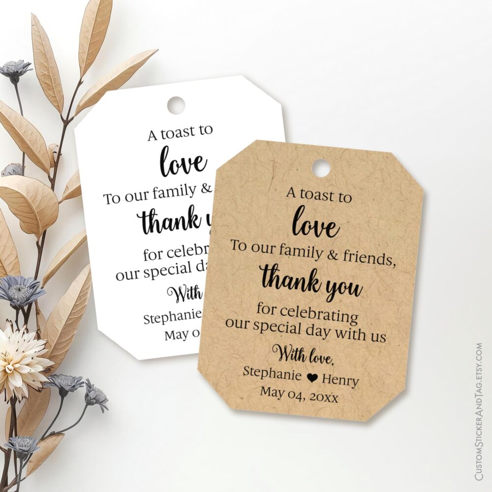 A Toast To Love, Personalized Wedding Tags, Wine & Champagne Labels T-149