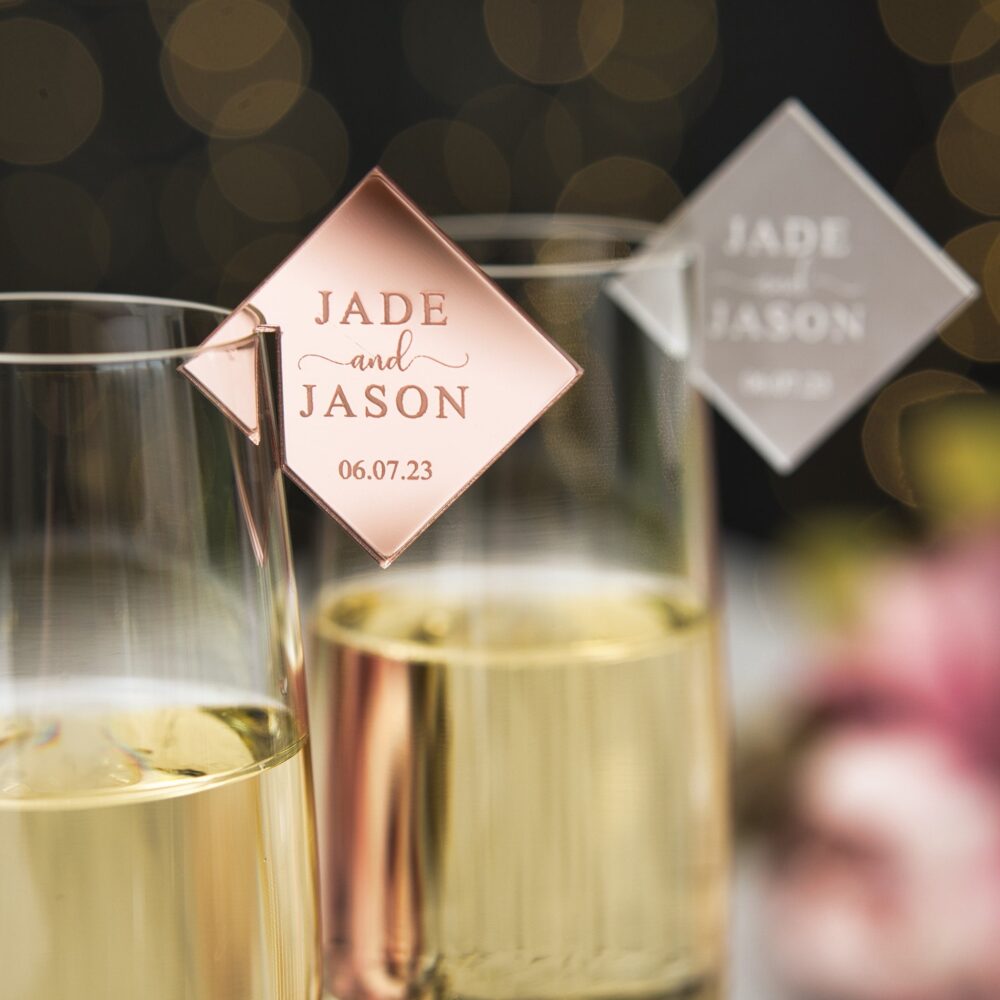 Cocktail Toppers Wedding Favour Drink Tag Glass Topper Stirrer Wine Charm Acrylic Marker
