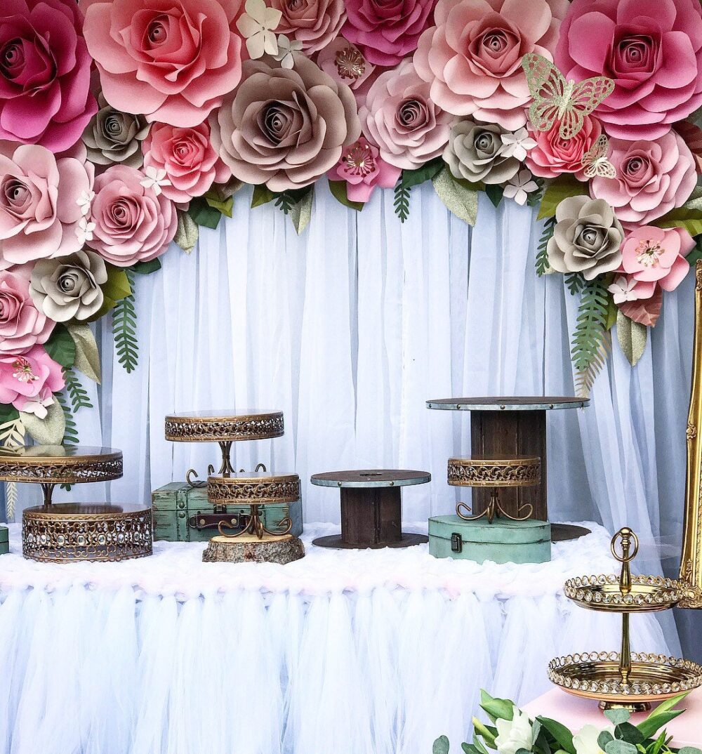 5" Long Backdrop Beautiful Boho Theme Paper Flower Backdrop. Paper Flowers Party Backdrop, For Wedding Decor