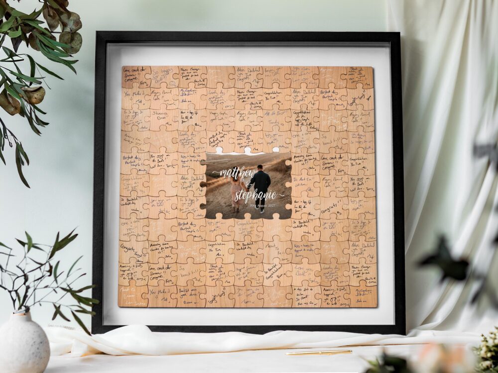 Wedding Guest Book Alternative, Puzzle Book, Rustic Decor, Alternative Wood Guestbook Sign, Custom Jigsaw