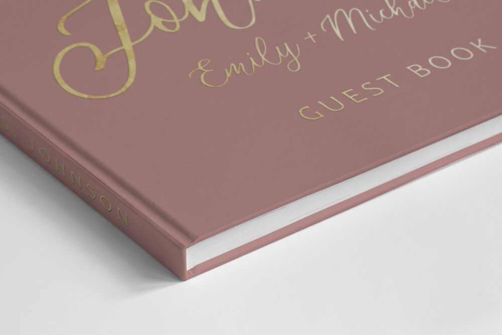 Personalized Wedding Guest Book | Mauve Album Rose Gold Foil Custom Wedding Signature Photo Booth #gb042