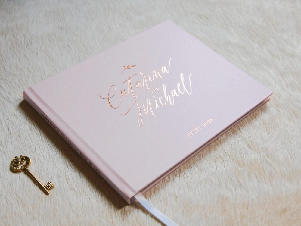 Personalized Wedding Guest Book, Blush & Rose Gold Guestbook, Custom Photo Book