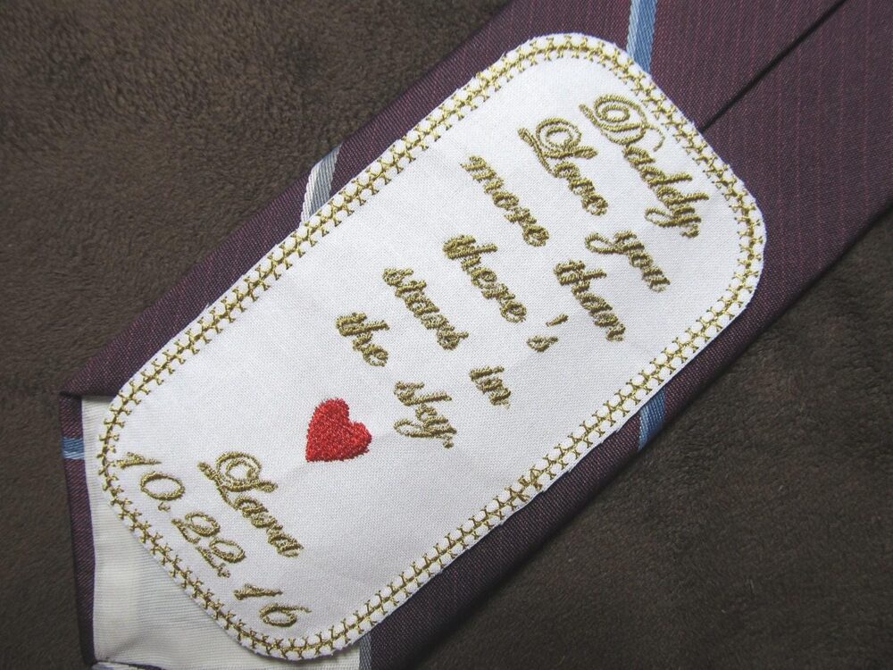 Wedding Tie Patch - Father Of The Bride Personalized Embroidered Shown With Gold Writing