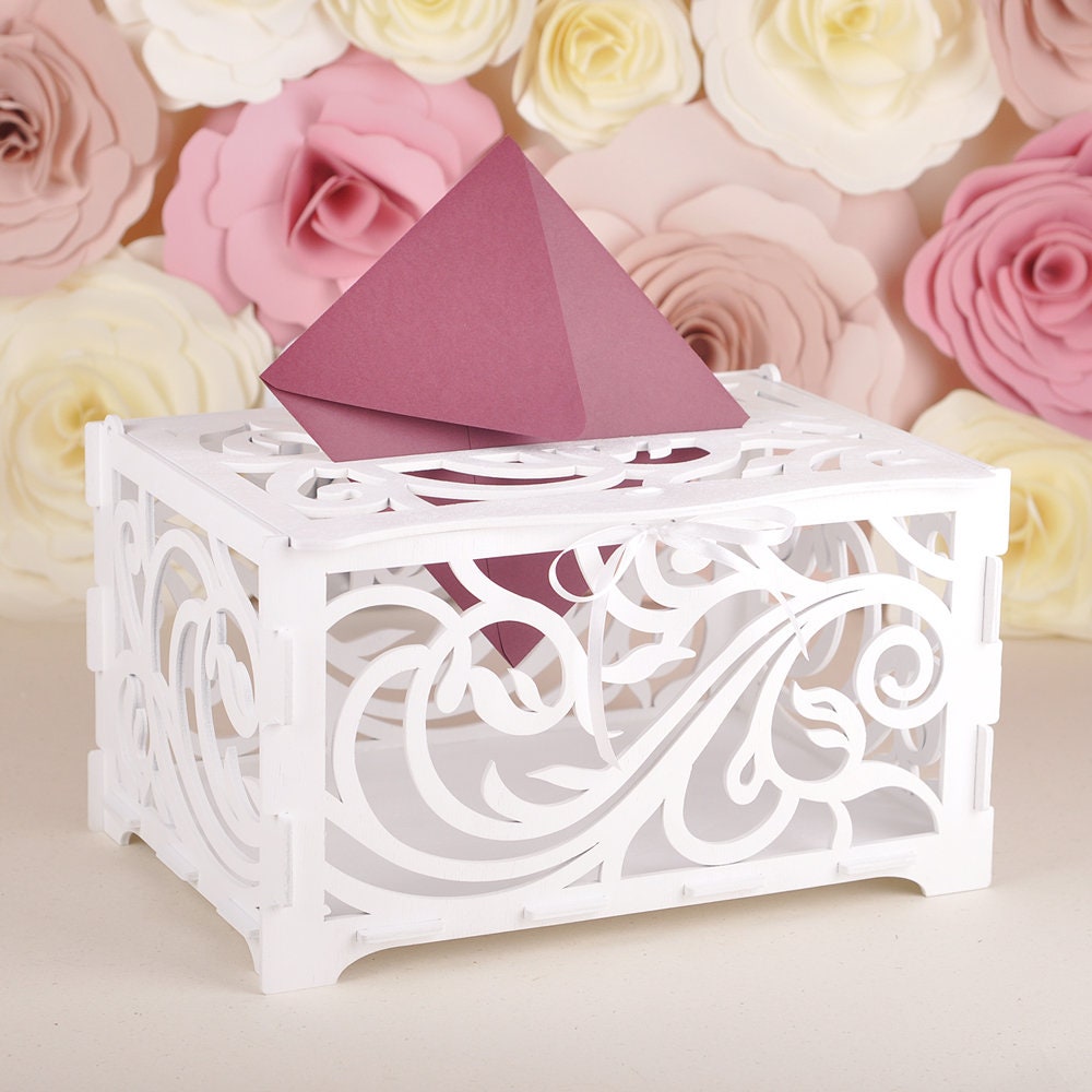 Rustic Wedding Card Box With Slot, Wooden Keepsake Money Holder