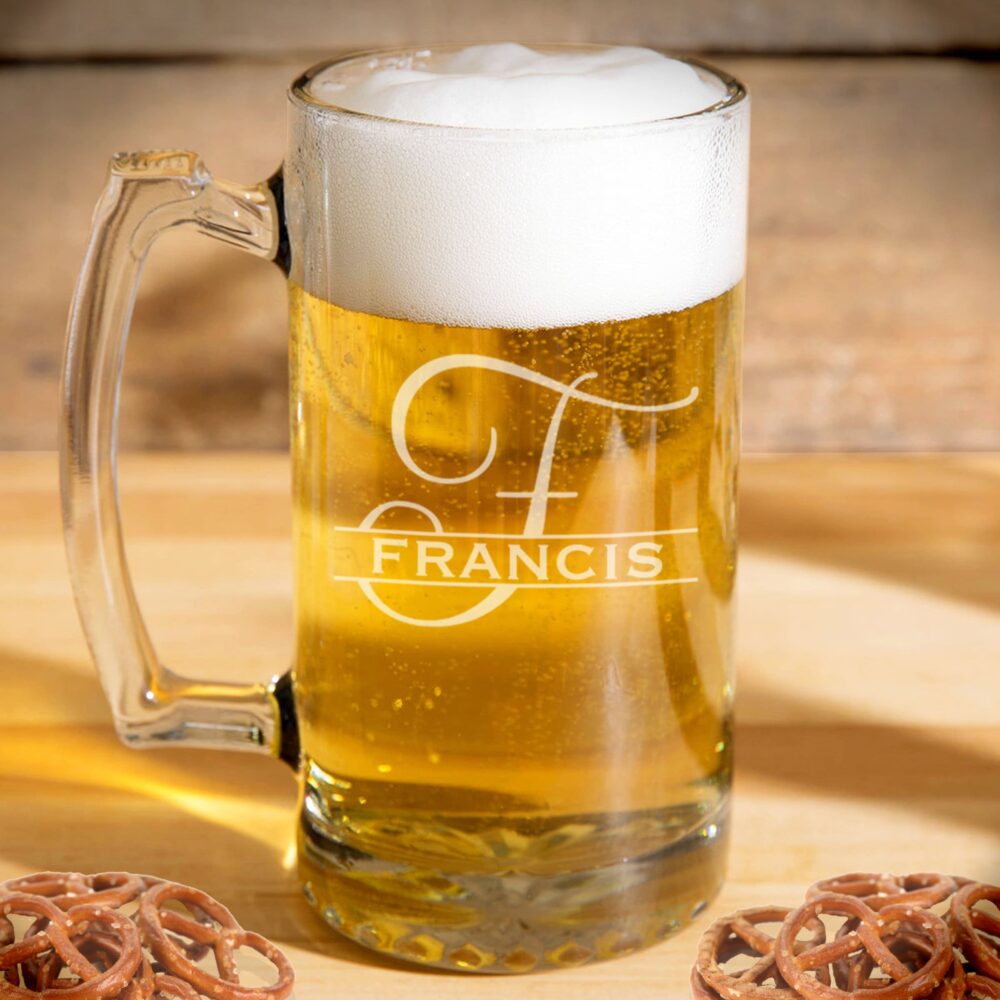 Beer Mug Engraved, Personalized Beer Mug, Groomsman Mug/25Oz. Monogram Glass, Laser Glasses, Wedding Mugs