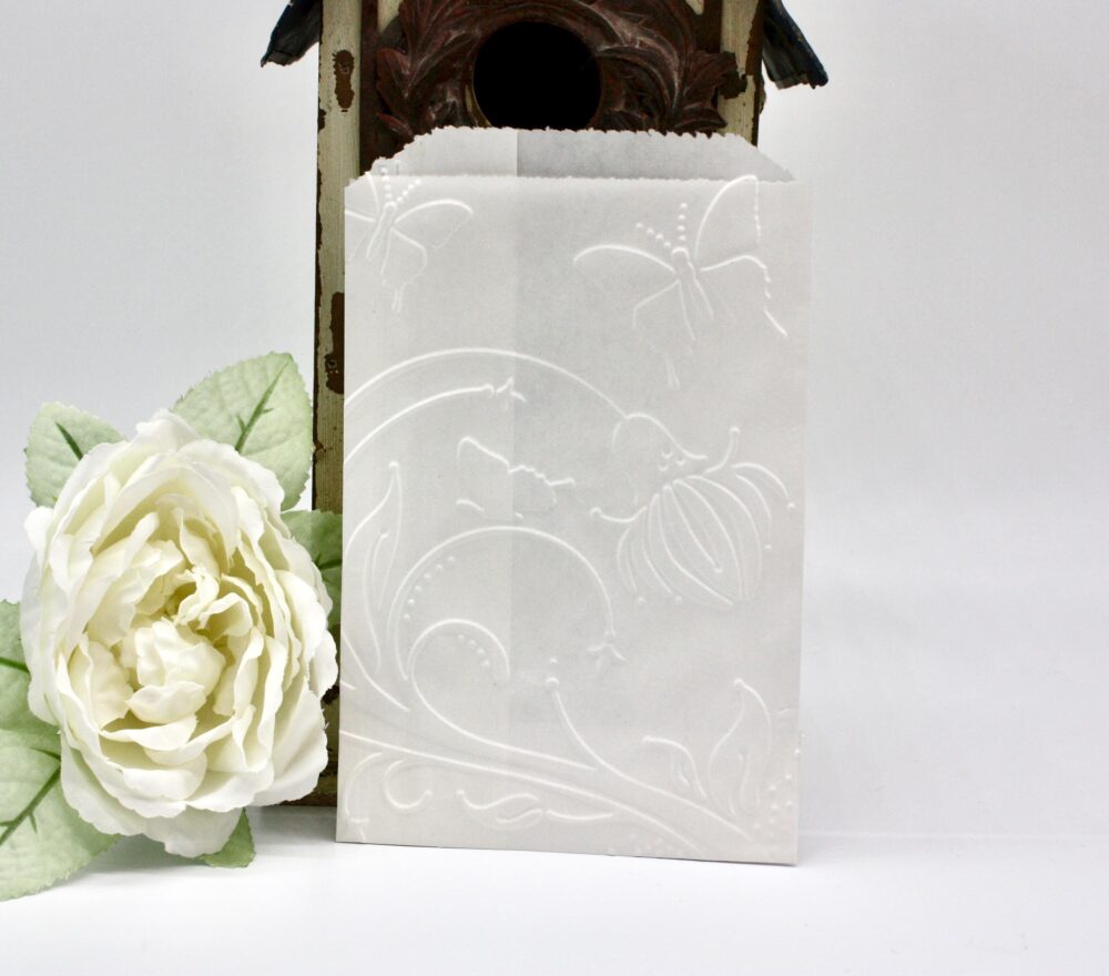 20 Butterfly Flower Embossed Paper Bags Spring Wedding Favors