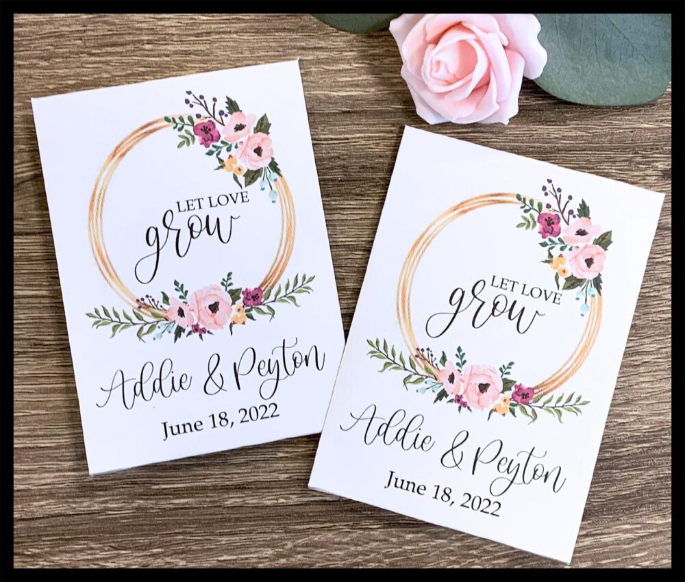 5 Floral Wreath Wedding Favor Seed Packets Sunflower Or Wildflower Seed Included | Set Of 5