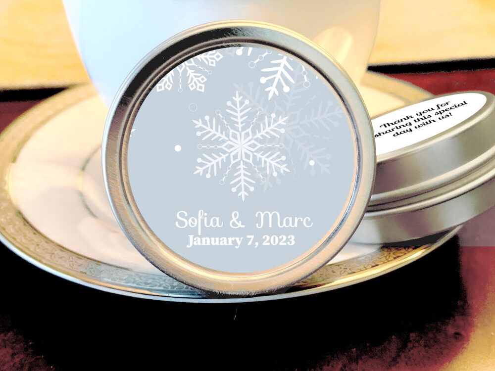 Personalized Snowflake Mint Tins | Winter Wedding Favors | Set Of 12