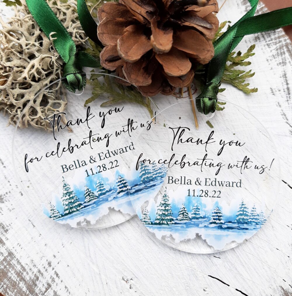 Winter Wedding Favor Ornaments - Favors Clear Acrylic Printed Gifts For Guests