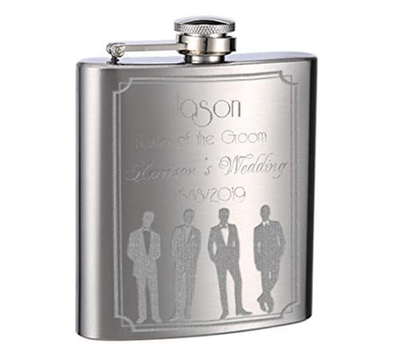 6Oz Personalized Wedding Flask For Groomsmen Or Groom, 1 Pack
