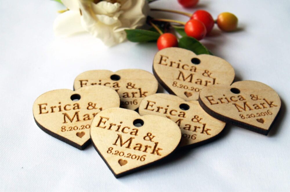 Wedding Favor, Tags, Favor Wood Rustic, Wooden Hearts, Tags Favors