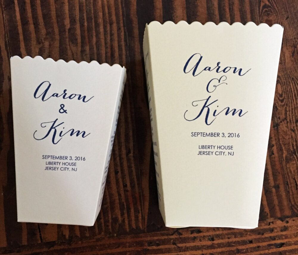 Personalized Popcorn Boxes - Wedding Favor, Bar