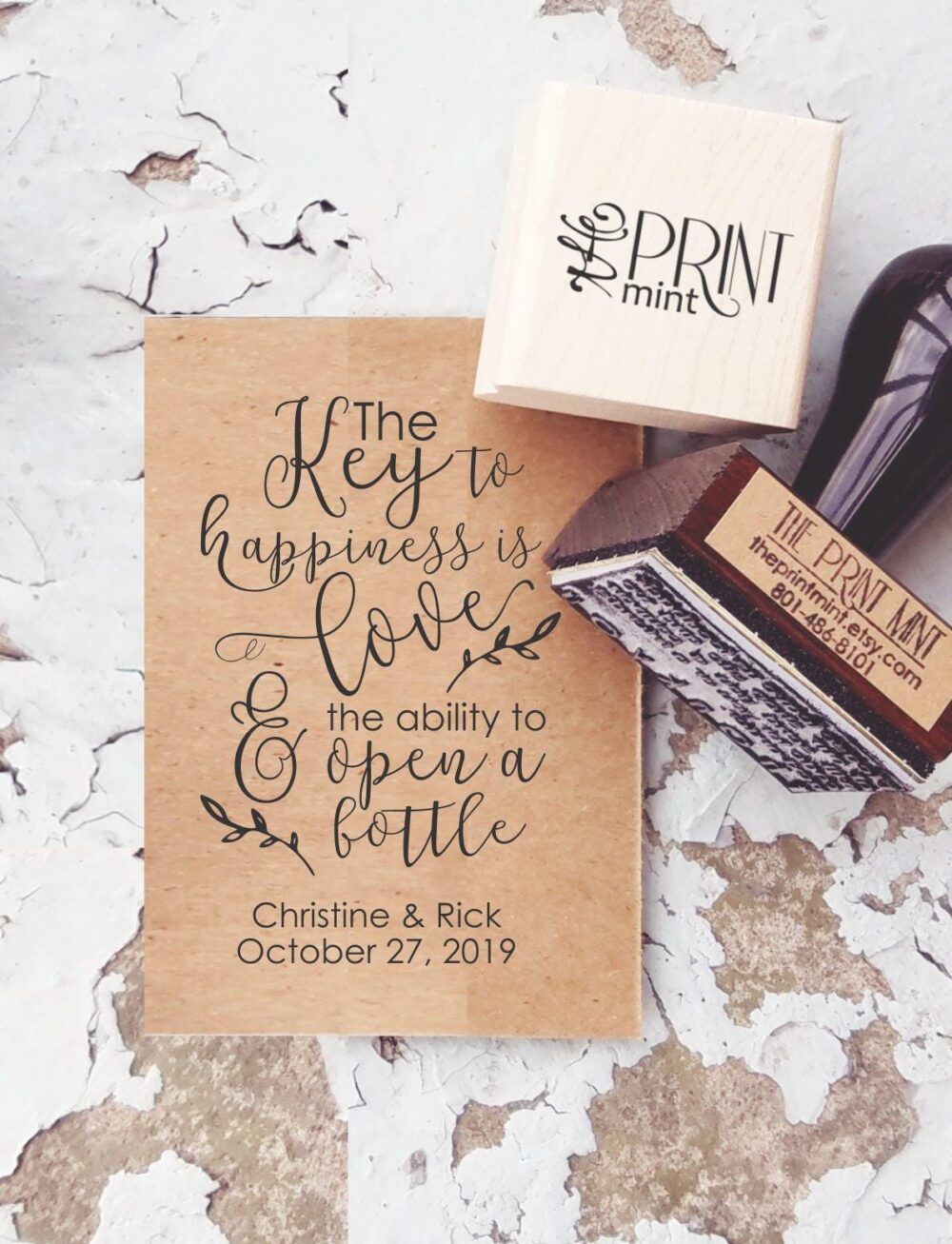 Key Wedding Favors Tag Rubber Stamp, Love & An Open Bottle, Rustic Favors, Vintage Keys Bottle Opener Tags 10320