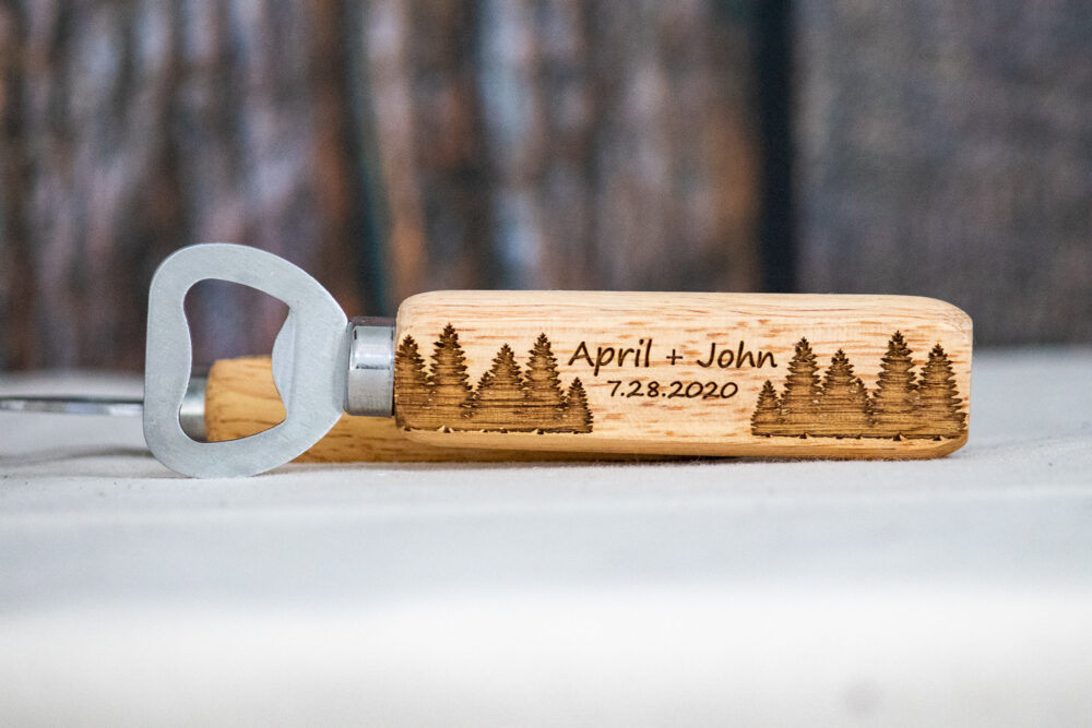 Forest Outdoor Wedding Favors, Trees Personalized Engraved Bottle Openers, Favor Openers
