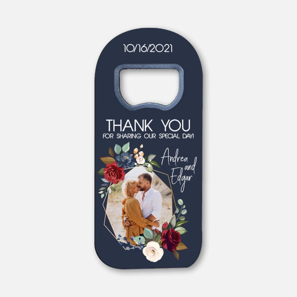 Personalised Photo Wedding Favor Bottle Opener Magnet - Custom Keepsake With Your Photos